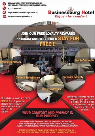 Cnr  Bree &von Wielligh Street Jhb, Johannesburg, Businessburg Hotel, Hotel