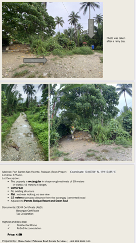 Port Barton, San Vicente, Lot For Sale